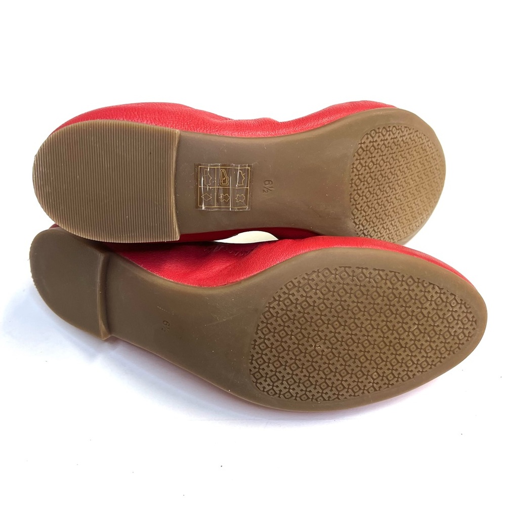 Tory Burch Benton 2 Red Leather Travel Ballet Flats - Sz 6.5 - Picture 9 of 10